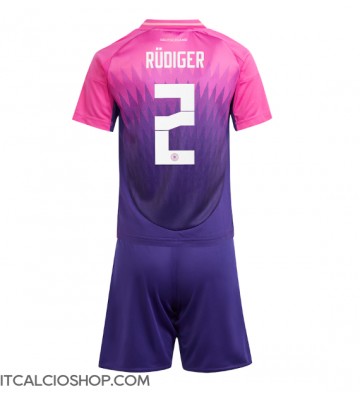 Germania Antonio Rudiger #2 Seconda Maglia Bambino Europei 2024 Manica Corta (+ Pantaloni corti)